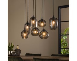 LifestyleFurn Hanglamp Reed - 7-lamps - Smoke Grey