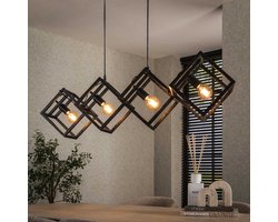 LifestyleFurn Hanglamp Rift - 4-lamps - Kubus - Charcoal