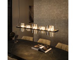 LifestyleFurn Hanglamp Tee 10-lamps, Mixed glas - Artic zwart