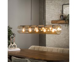 LifestyleFurn Hanglamp Wessley Amber glas en Artic black, 5-lamps - Artic zwart