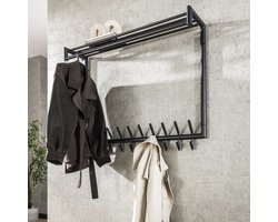 LifestyleFurn Kapstok Carmelo Met 20 haken en plank - Donkergrijs Mat