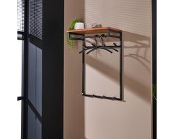 LifestyleFurn Kapstok Kelsie met 8 haken en roede, acaciahout - Massief acacia naturel