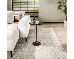 LifestyleFurn Organische Bijzettafel Cassidi Glas, 38 x 33cm - Koper Antiek