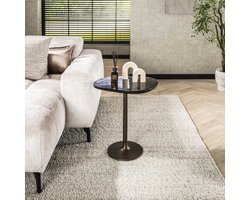 LifestyleFurn Organische Bijzettafel Cassidi Glas, 50 x 42cm - Koper Antiek