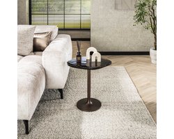 LifestyleFurn Organische Bijzettafel Cassidi Glas, 53 x 42cm - Koper Antiek