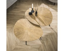 LifestyleFurn Organische Salontafel Miya Ray Metal, Set van 2 stuks - Brons ray metal