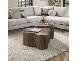 LifestyleFurn Organische Salontafel Sadaf - Teakhout - Set van 2 stuks