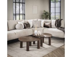 LifestyleFurn Organische Salontafel Sadaf Teakhout, Set van 2 stuks - Teak rust brown