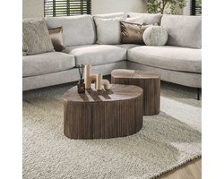 LifestyleFurn Organische Salontafel Sadaf Teakhout, Set van 2 stuks - Teak rust brown