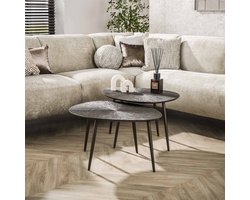 LifestyleFurn Organische Salontafel Teara Ray Metal finish, Set van 2 stuks - Brons donkerbruin