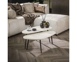 LifestyleFurn Organische Salontafel Zahira - Marmercomposiet - Set van 2 stuks