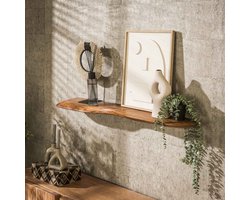 LifestyleFurn Organische Wandplank Lavar Acaciahout, 120cm - Massief acacia naturel