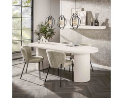 LifestyleFurn Ovale Eettafel Macie - Marmercomposiet - 215 x 90cm