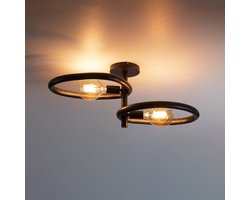 LifestyleFurn Plafondlamp Joelle Artic black finish, 2-lamps - Artic zwart