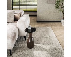 LifestyleFurn Ronde Bijzettafel Cassidi Glas, 30cm - Koper Antiek