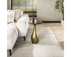 LifestyleFurn Ronde Bijzettafel Cassidi Glas, 40cm - Goud Antiek