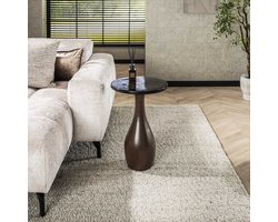 LifestyleFurn Ronde Bijzettafel Cassidi Glas, 40cm - Koper Antiek