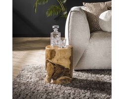 LifestyleFurn Ronde Bijzettafel Ryanne - Teakhout - 30cm