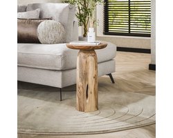 LifestyleFurn Ronde Bijzettafel Shavonna Acaciahout, 35cm - Massief acacia naturel