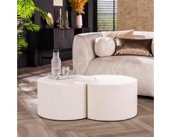 LifestyleFurn Ronde Salontafel Zong - Marmercomposiet - Set van 2 stuks