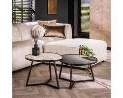 LifestyleFurn Salontafel Kalika - Leisteen - Set van 2 stuks