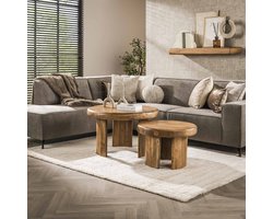 LifestyleFurn Salontafel Manoah - Mangohout - Set van 2 stuks