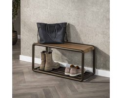 LifestyleFurn Schoenenrek Karalynn Eikenlook en staal - Drift brown
