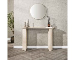 LifestyleFurn Sidetable/Kaptafel Ciarra Travertinlook, 120cm - Keramiek travertine