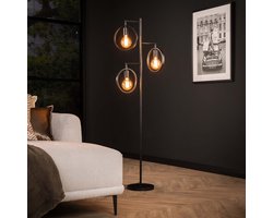 LifestyleFurn Vloerlamp Holley - 3-lamps - Ø22cm - Charcoal