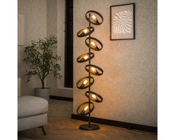 LifestyleFurn Vloerlamp Homer 8-lamps - Charchoal