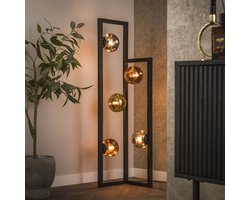 LifestyleFurn Vloerlamp Shahid Glas, 5-lamps - Artic zwart