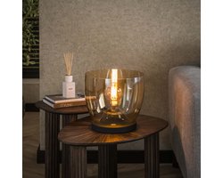 LifestyleFurn Vloerlamp/Tafellamp Mikado - Amber glas - 27cm hoog