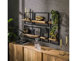 LifestyleFurn Wandplank Jacintha Acacia, Set van 5 stuks - Massief acacia naturel