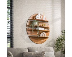 LifestyleFurn Wandplank Libbie Neemhout, Set van 4 stuks - Massief margosa naturel