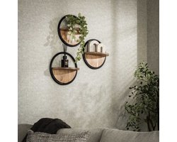 LifestyleFurn Wandplank Renée Acaciahout, Set van 3 stuks - Massief acacia naturel