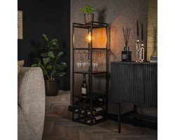 LifestyleFurn Wijnrek Kaneisha Met lamp, 132 x 33cm - Charcoal