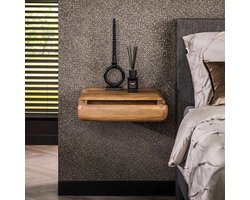 LifestyleFurn Zwevend Nachtkastje Dyron Mangohout - Massief mango zandkleur