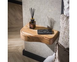 LifestyleFurn Zwevend Nachtkastje Nairoby Acaciahout, Set van 2 stuks - Massief acacia naturel