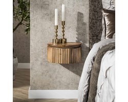 LifestyleFurn Zwevend Rond Nachtkastje Sharmila XS, Mangohout, Met 1 lade - Massief mango zandkleur