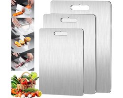 Lifesupply Titanium Snijplank - Snijplankenset - Cutting Board - Titanium Snijplank - Snijplanken - Set 3 stuks - Plastic Vrij