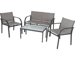 Lifetime Garden Tuinset - Parijs Loungeset - 4 Stuks - Tuinstoelen, Loveseat en Tafel - Rotan - Grijs - Tuin, Balkon en Terras