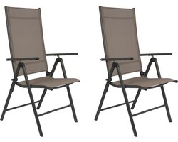 Lifetime Garden Tuinstoelen Santiago Set 2 Stuks – Opvouwbare Campingstoel met Aluminium Frame - Tuinstoel Verstelbaar in 7 Postities - Kampeerstoel - Klapstoelen van Textilene - Taupe