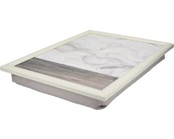 Lifetime - Laptray - Schootkussen - Dienblad met Kussen Marmer Look en Hout Print