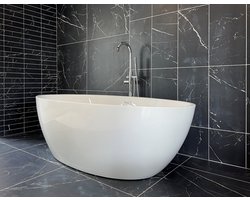 Ligbad Main - Vrijstaand - 175x100x6 cm - Glasvezelversterkt Acryl - Glans Wit - Inclusief Badaste en Overloop Chroom (SHOWROOMMODEL)