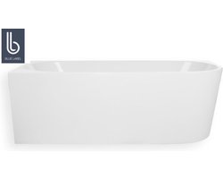 Ligbad - Zitbad - Blue Rasmus Half Vrijstaand Bad Rechts - Acryl - Sifon Glans Wit - 170 x 80 cm - 215 L