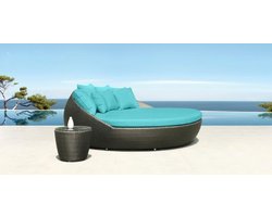 Ligbed Antibes bruin met diverse kleuren kussens