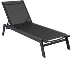 Ligbed Bonaire | Black | Aluminium & Textileen | Stapelbaar