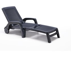 Ligbed B:Rattan Miami kunststof antraciet