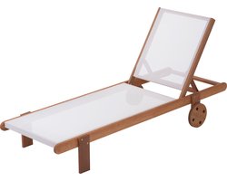 Ligbed houten ligstoel hardhout "Saïgon" - Maple - Ecru