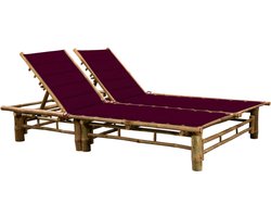 Ligbed | Loungebed | Ligstoel 2-persoons met kussens bamboe